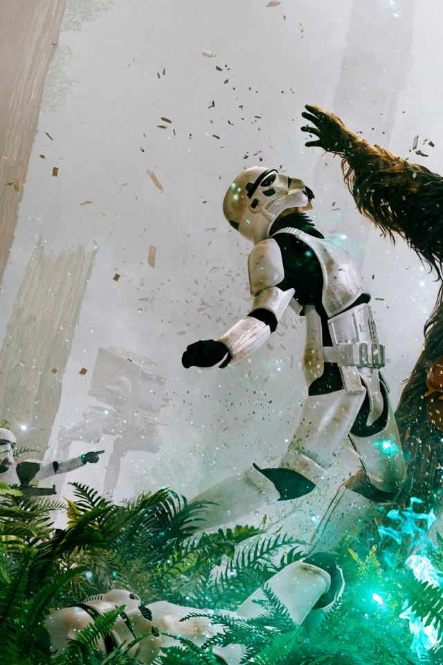 Чубакка сражается с имперскими штурмовиками, Звездные войны 