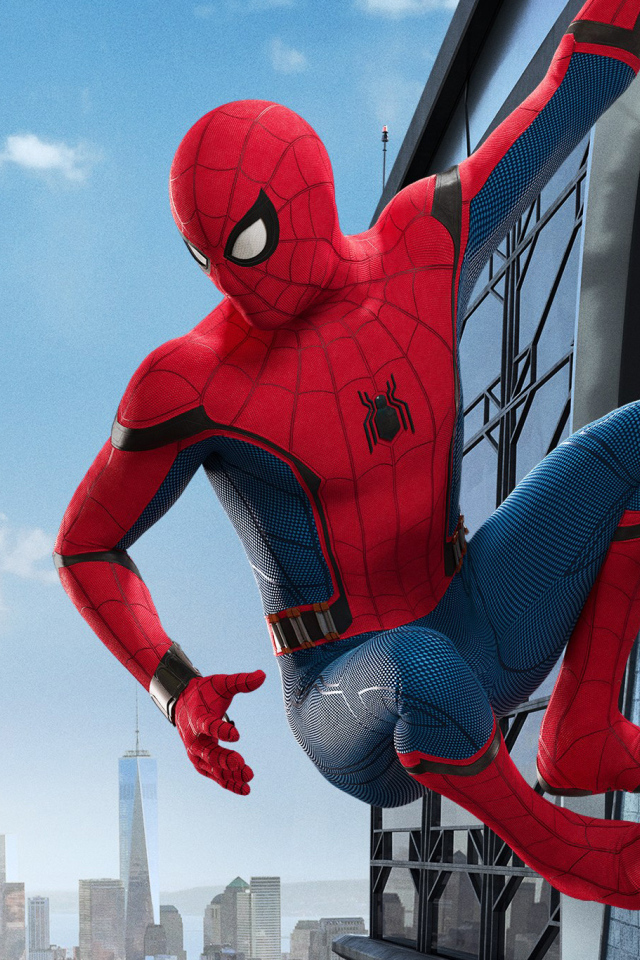Главный герой фильма Человек-паук. Возвращение домой 2017 на стене 