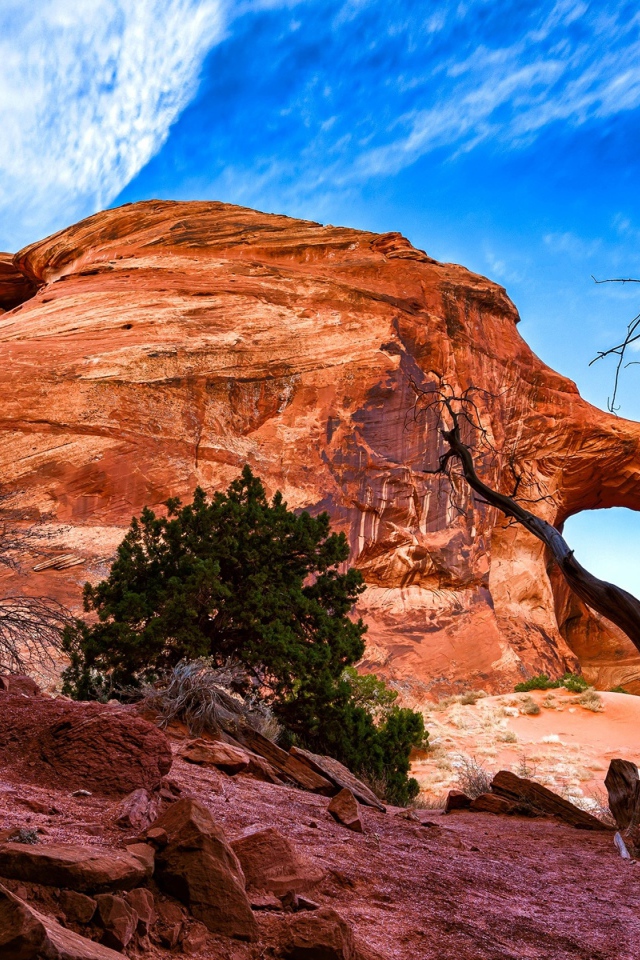 Каменный каньон под красивым голубым небом