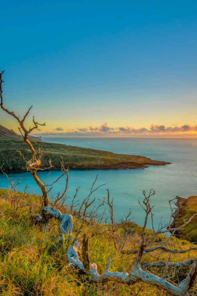 Восход яркого солнца над океаном 