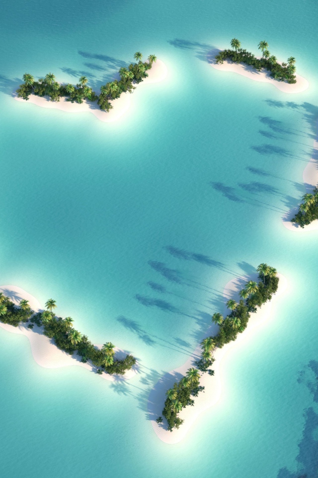 Остров в виде сердца в Индийском океане, Мальдивы