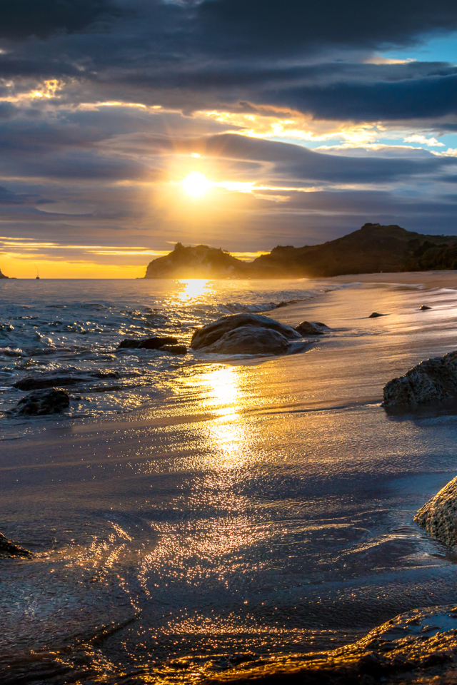 Закат на побережье, Тасман. Новая Зеландия 