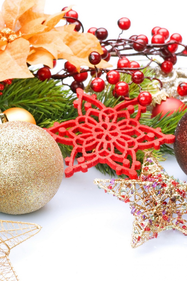 Праздничные украшения на новый год 2018 на белом фоне