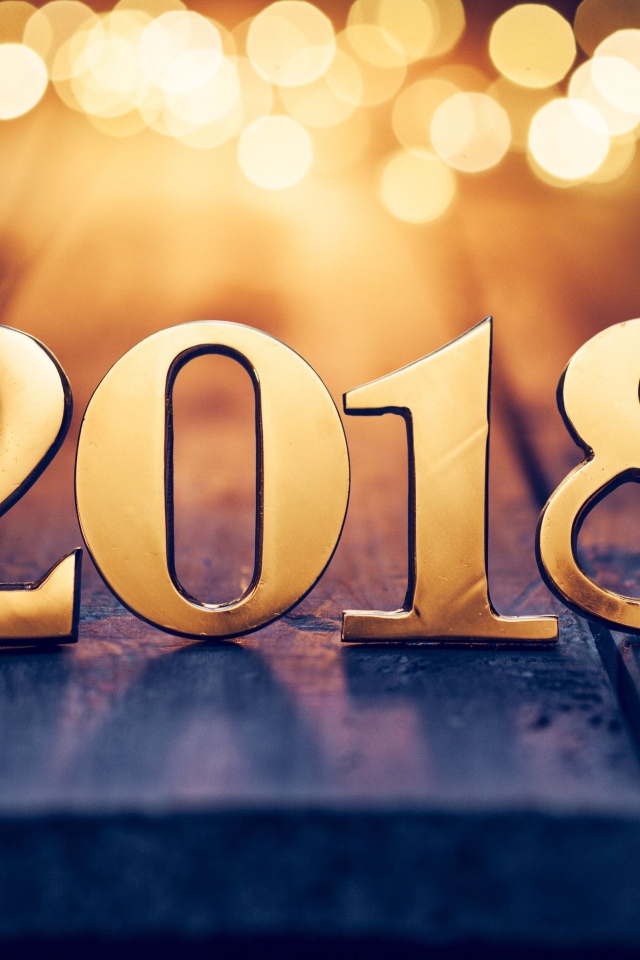 Золотые красивые цифры 2018 на Новый год