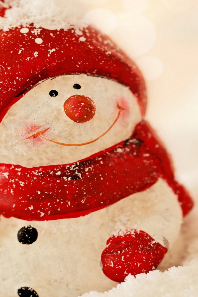 Игрушка снеговик в красной шапке на новый год 2018