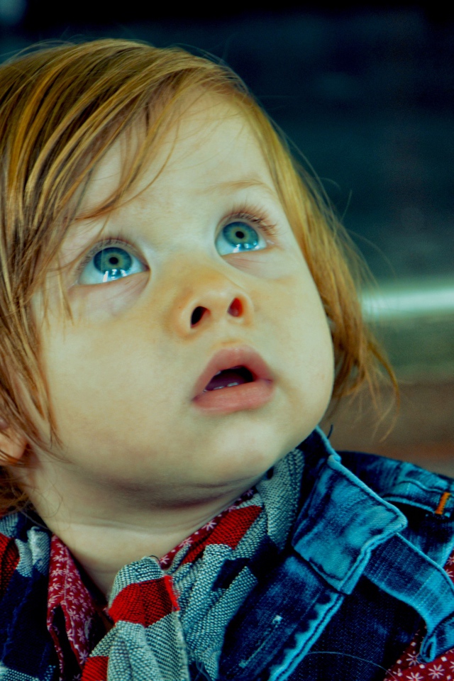 Милый голубоглазый ребенок с рыжими волосами 