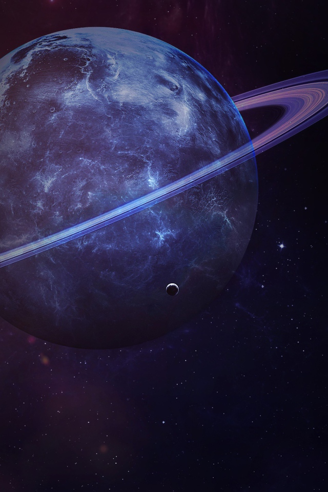 Большая планета Сатурн с кольцами в космосе