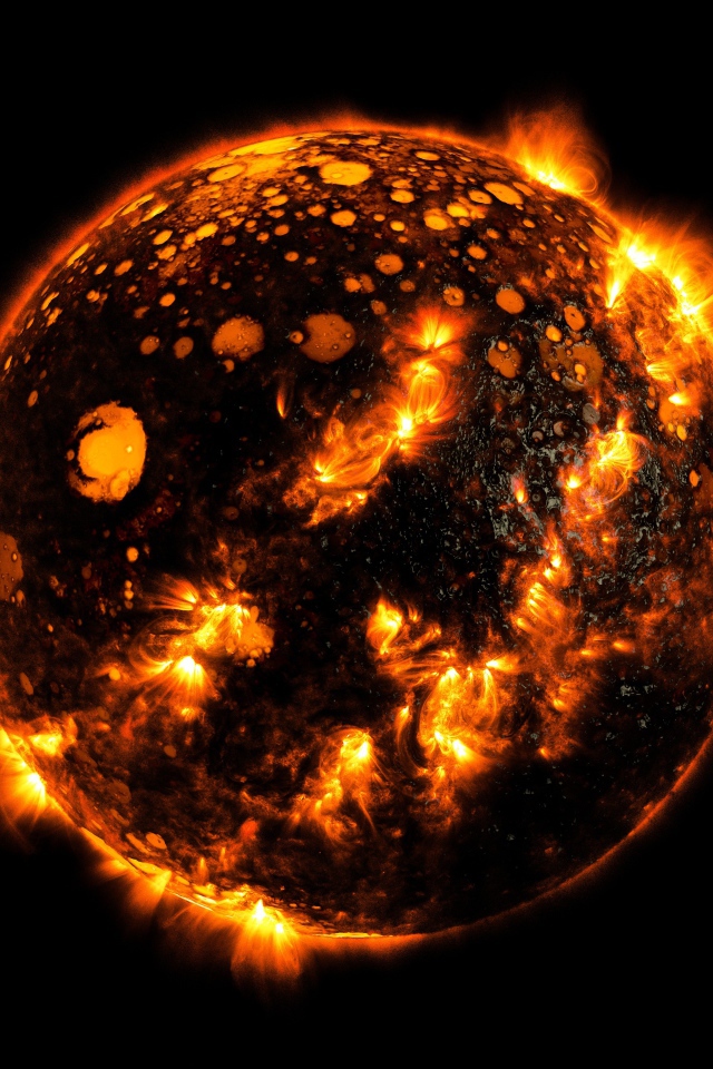 Огненная звезда Солнце на черном фоне 