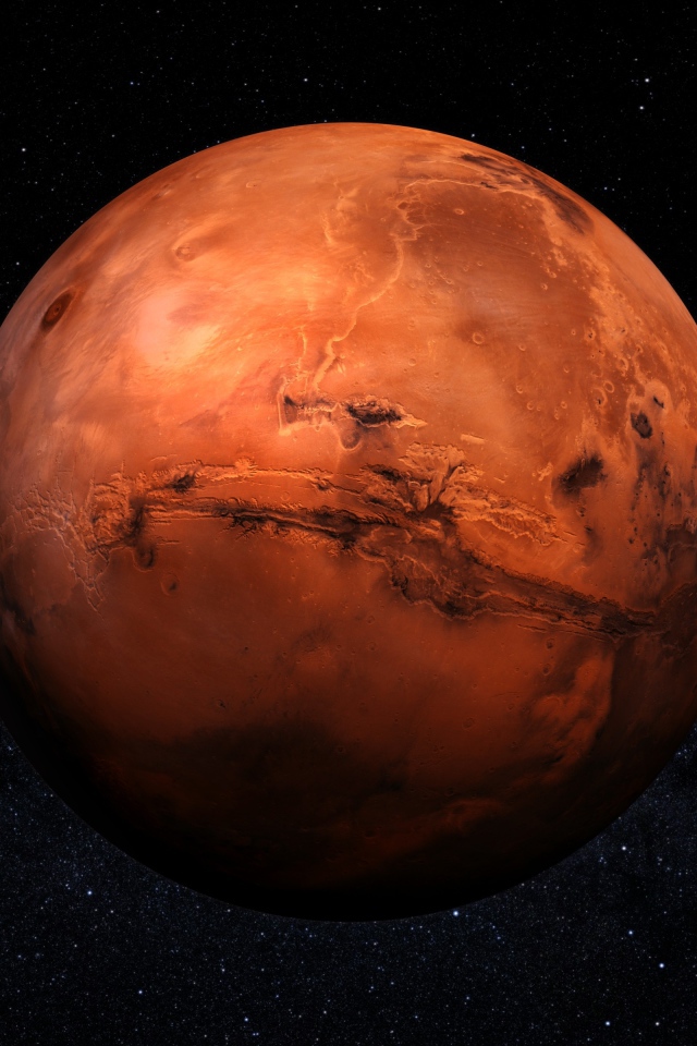 Красная планета Марс в космосе 