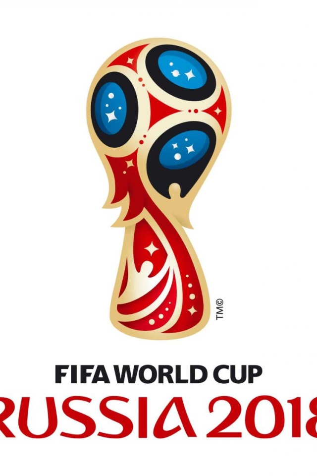 Эмблема Чемпионата мира по футболу 2018 на белом фоне  