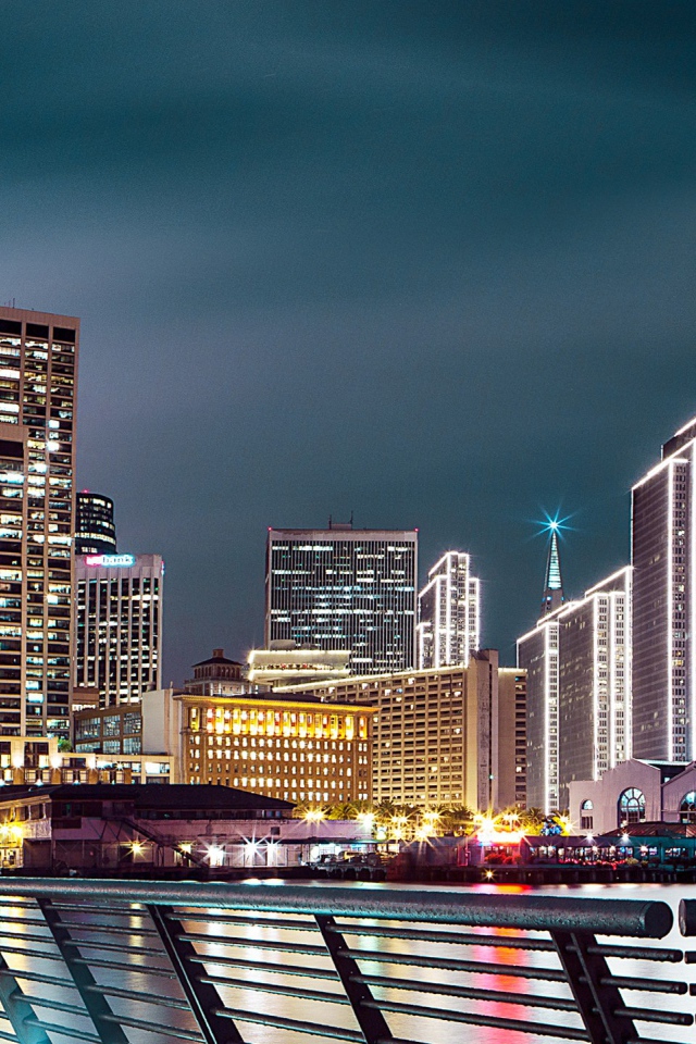 Красивый ночной город Сан - Франциско  