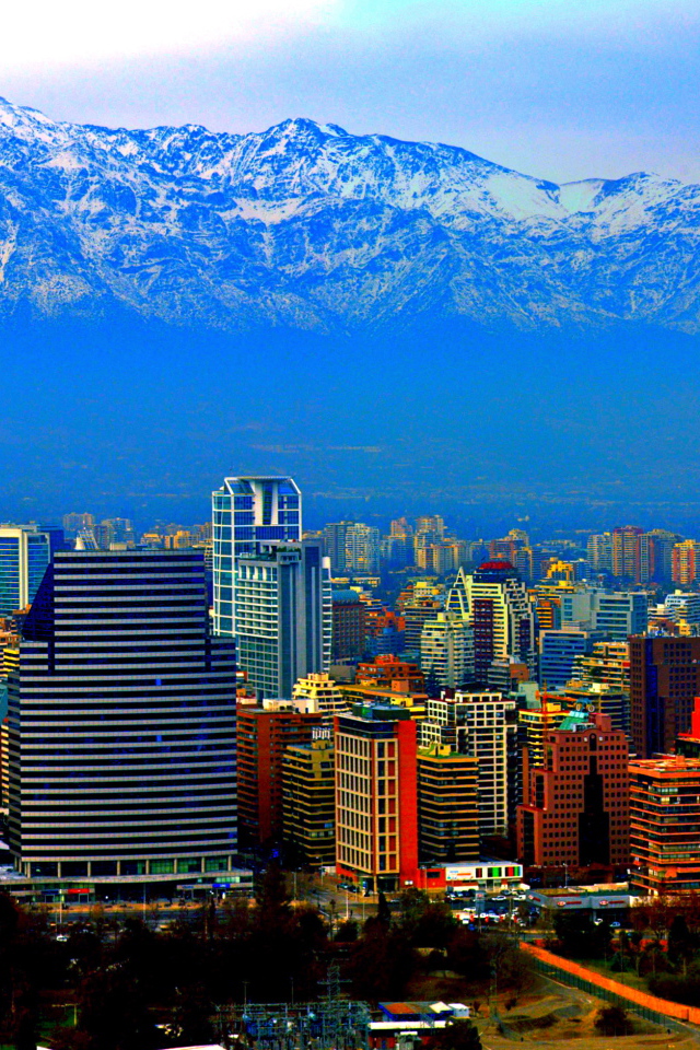 Панорама города Сантьяго, Чили 