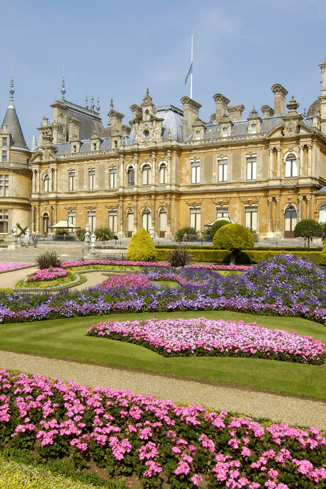 Цветущие цветы у поместья Уоддесдон, Англия 