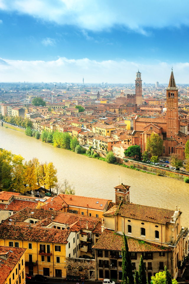Панорама города Верона, Италия 