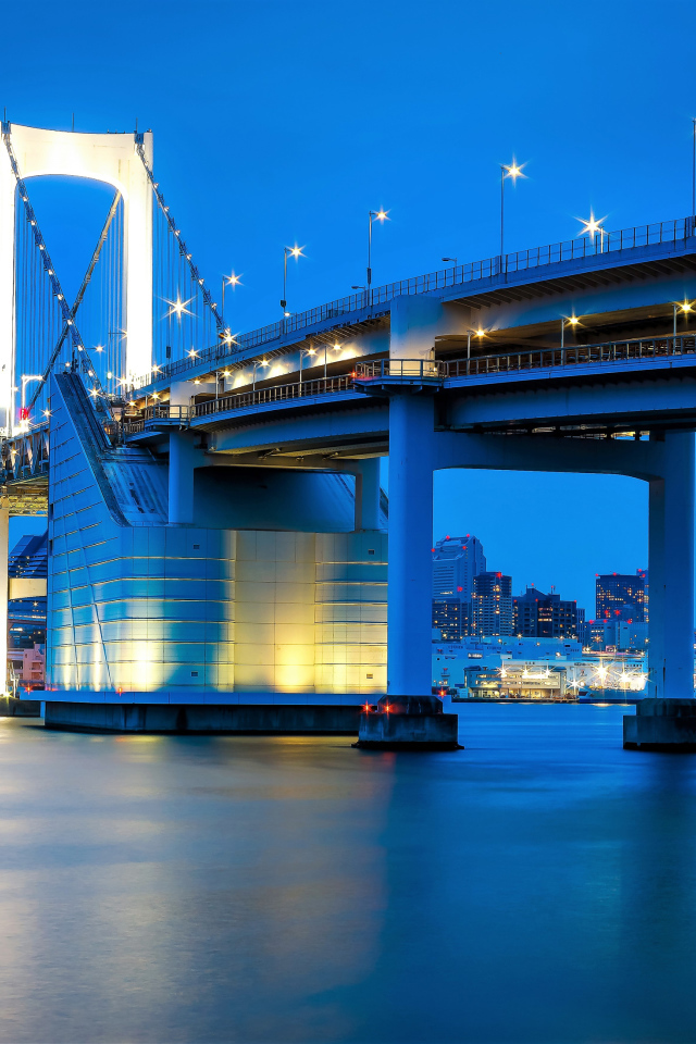 Большой красивый мост вечером, Токио. Япония