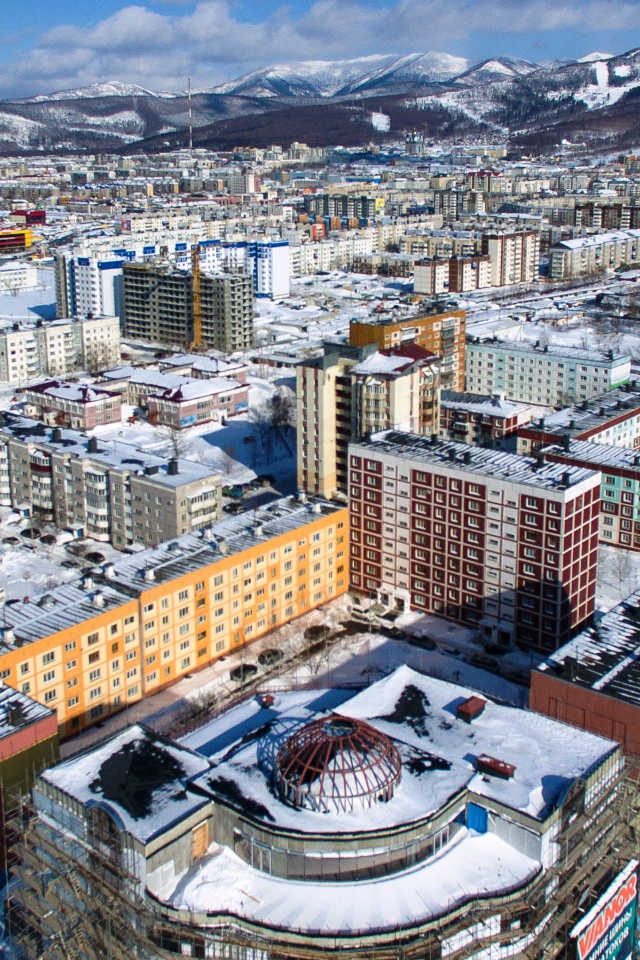 Панорама города Сахалин, Россия 