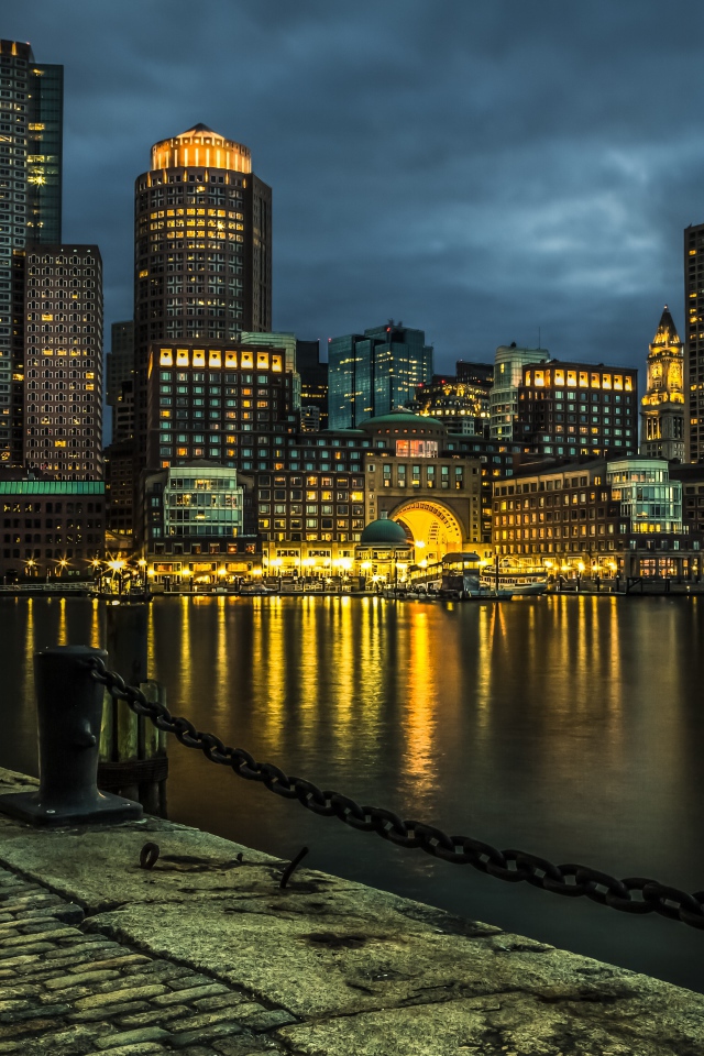 Ночной город Бостон, США 