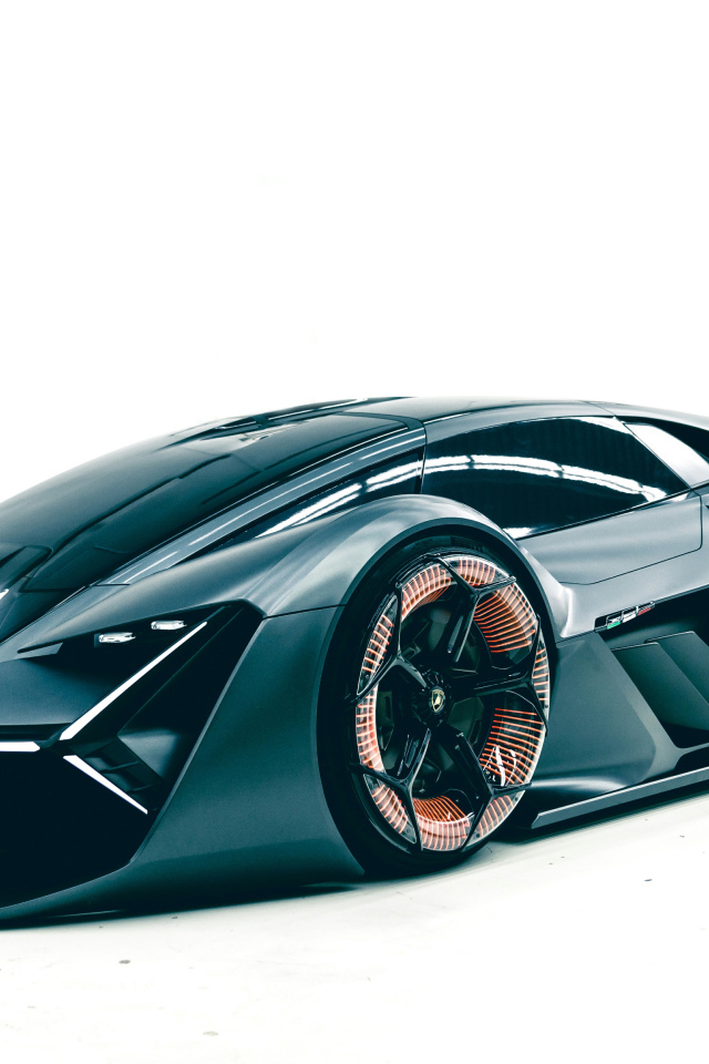 Черный электрический автомобиль Lamborghini Terzo Millennio