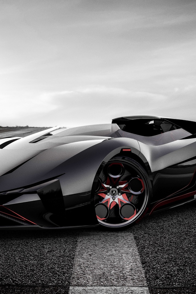 Стильный черный электромобиль Lamborghini Diamante