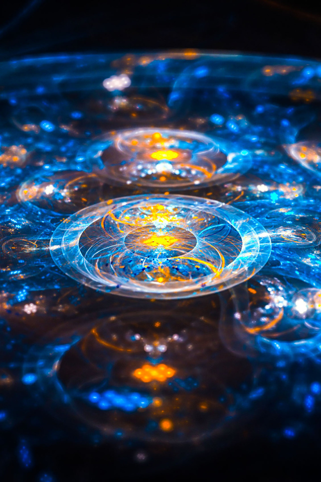 Красивый голубой с желтым фрактальный рисунок