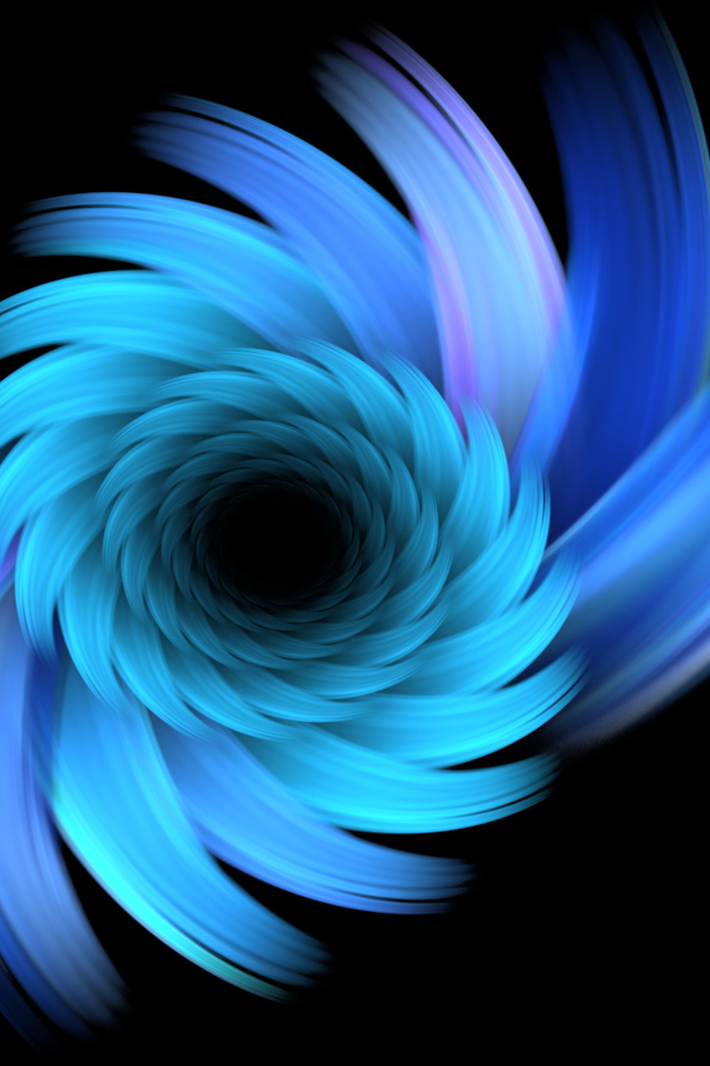 Голубой спиральный рисунок на черном фоне