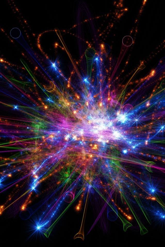 Яркие абстрактные лучи на черном фоне