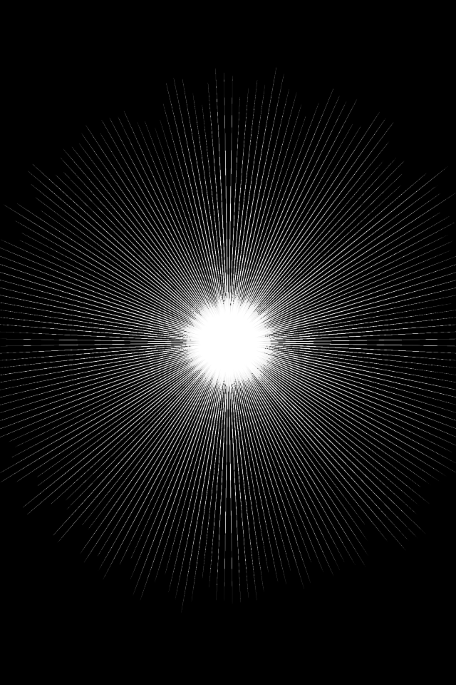Bright glowing circle with rays on a black background