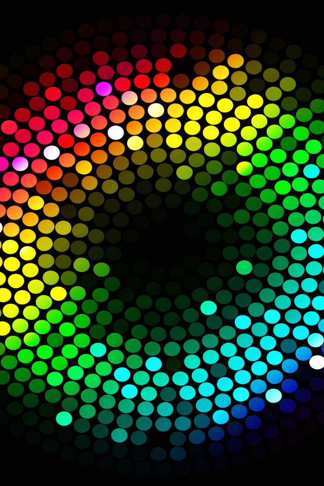 Разноцветные круги на черном фоне 3д графика