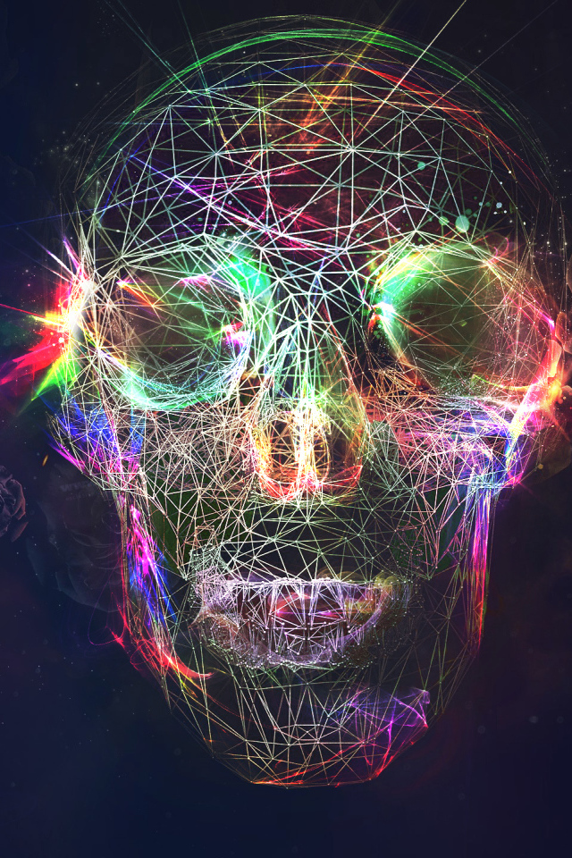 Нарисованный абстрактный череп с розами