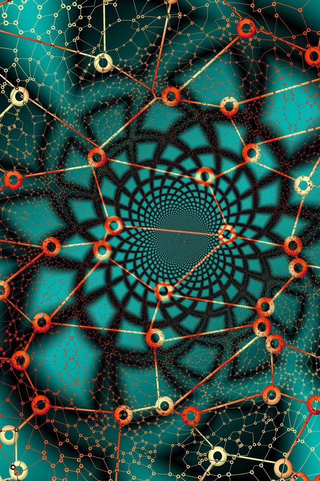 Узор из линий с кругами на голубом фоне