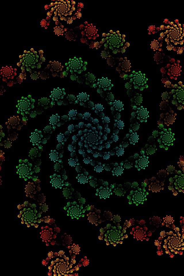 Узорный фрактальный рисунок на черном фоне