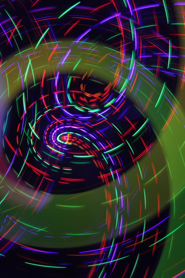 Вращающиеся разноцветные неоновые лучи 