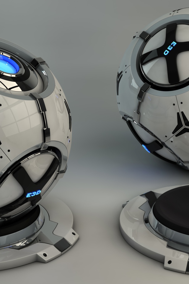 Две сфера на сером фоне, 3д графика