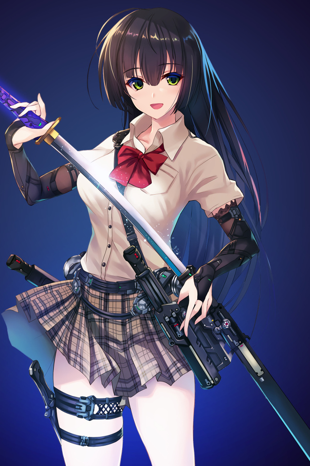 Anime girl with a samurai sword