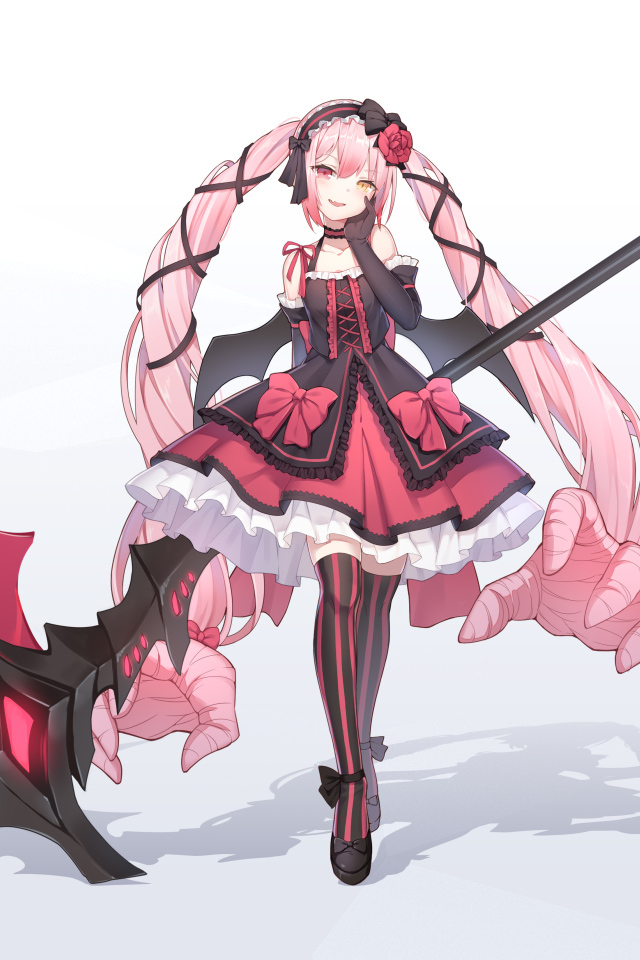 Девушка аниме с длинными розовыми волосами