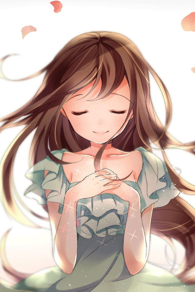 Красивая девушка аниме с закрытыми глазами