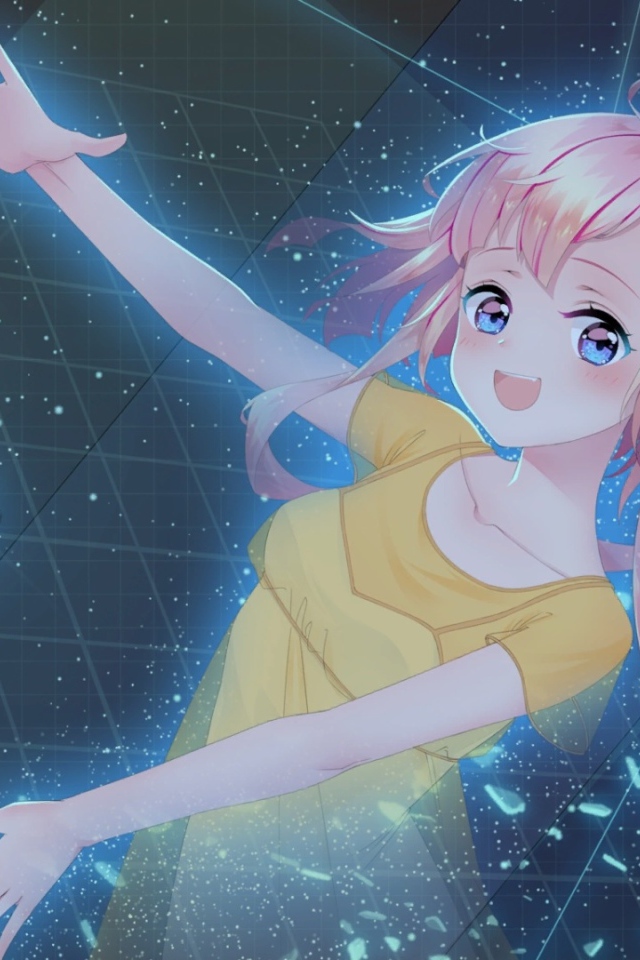 Красивая девушка аниме с розовыми волосами 