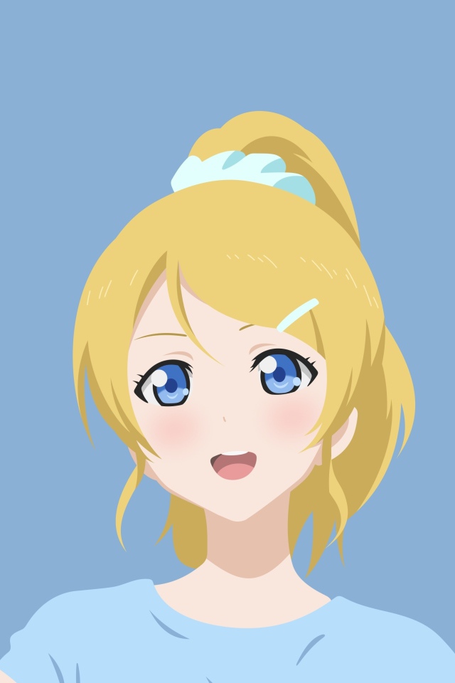 Голубоглазая девушка аниме с желтыми волосами