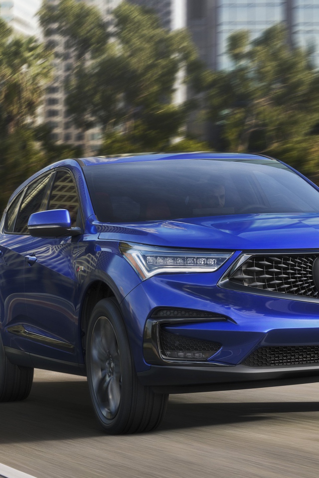 Синий автомобиль внедорожник Acura RDX, 2019