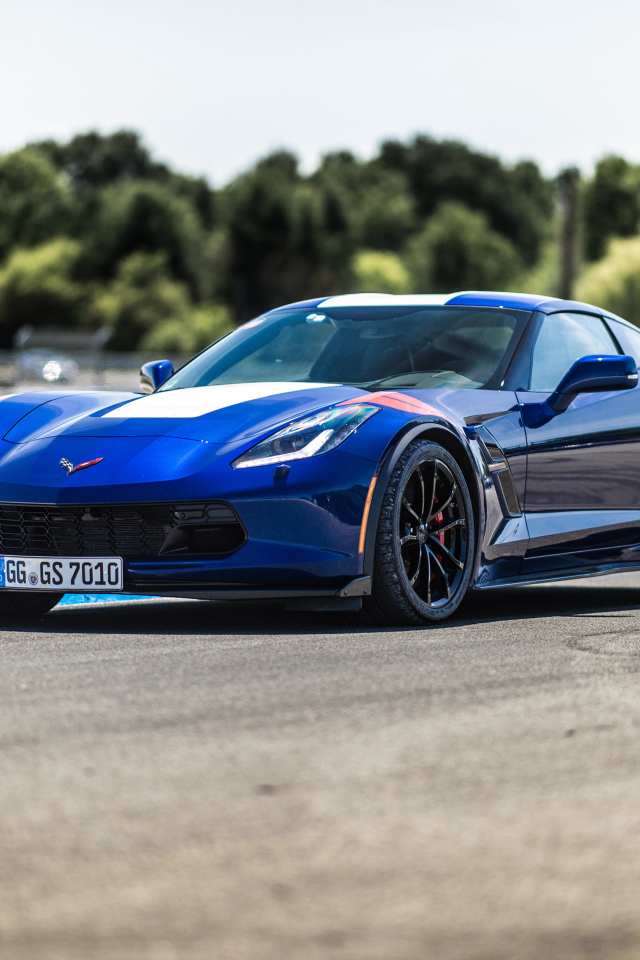 Быстрый синий автомобиль Chevrolet Corvette Grand Sport Side