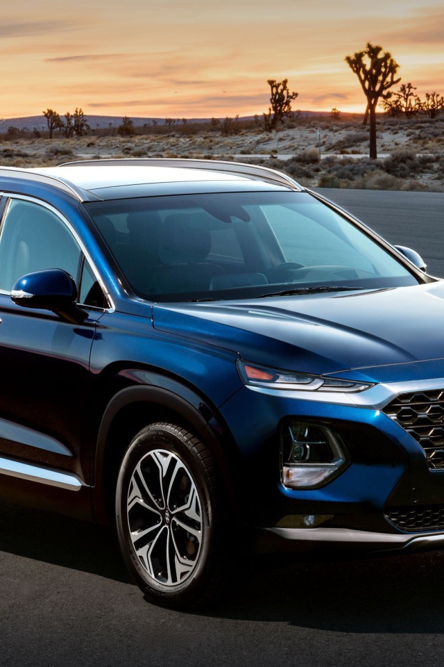 Черный внедорожник Hyundai Santa Fe 2019