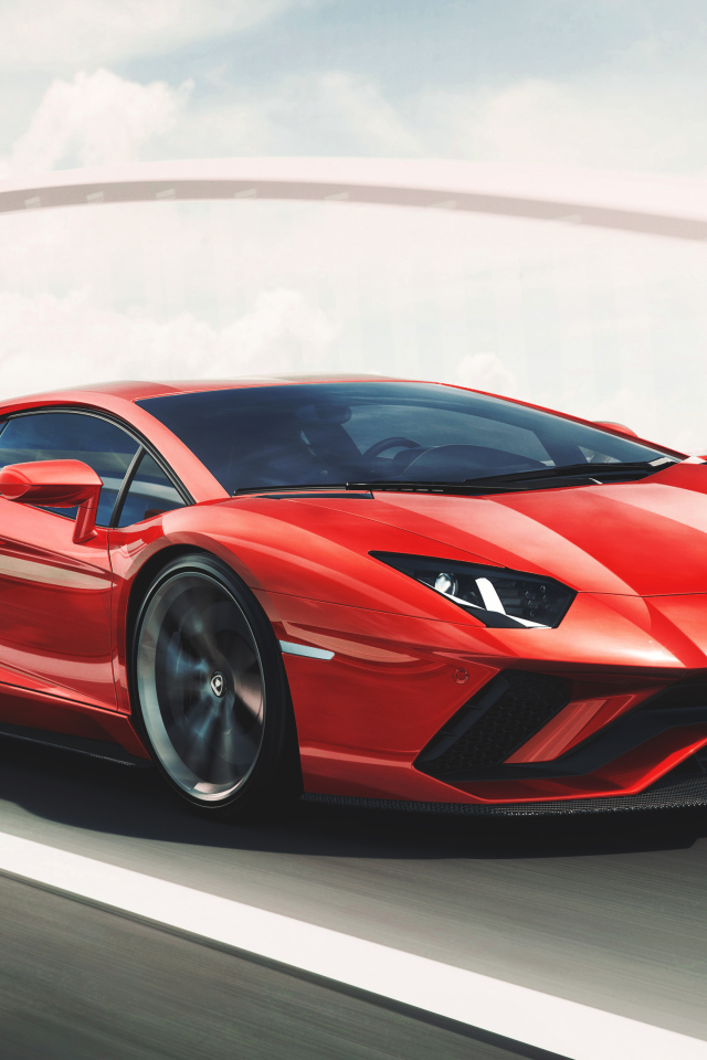 Красный спортивный автомобиль Lamborghini Aventador