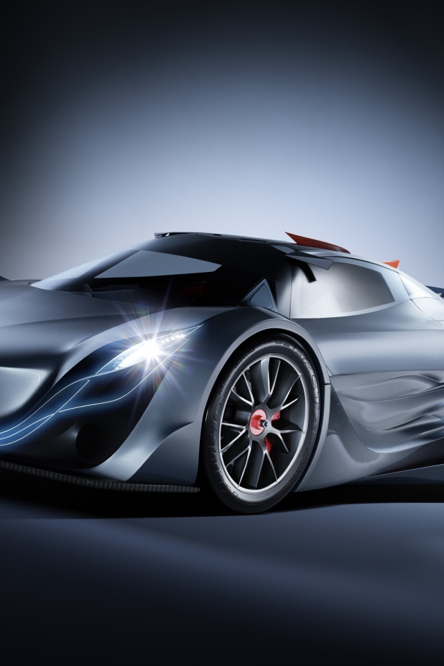 Спортивный автомобиль Mazda Furai на сером фоне