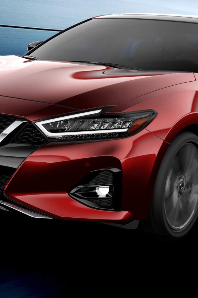 Красный стильный автомобиль  Nissan Maxima, 2019