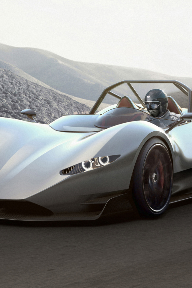 Серебристый спортивный автомобиль Aznom SerpaS, 2018