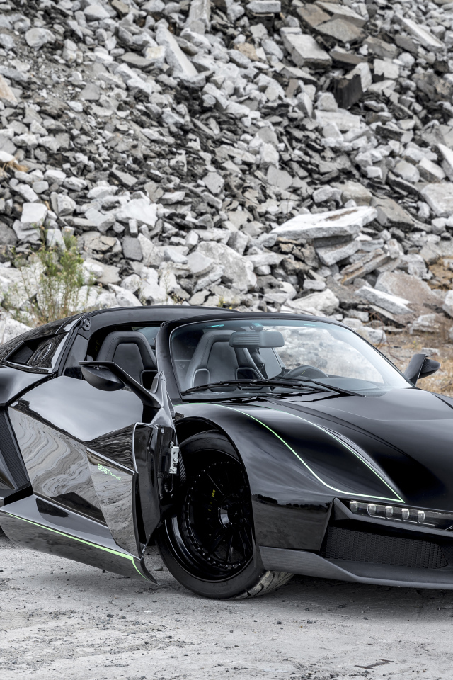 Черный кабриолет Renault Beast Alpha X Blackbird, 2018 года