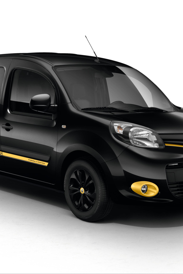 Черный легковой фургон Renault  Kangoo, 2017 года на белом фоне