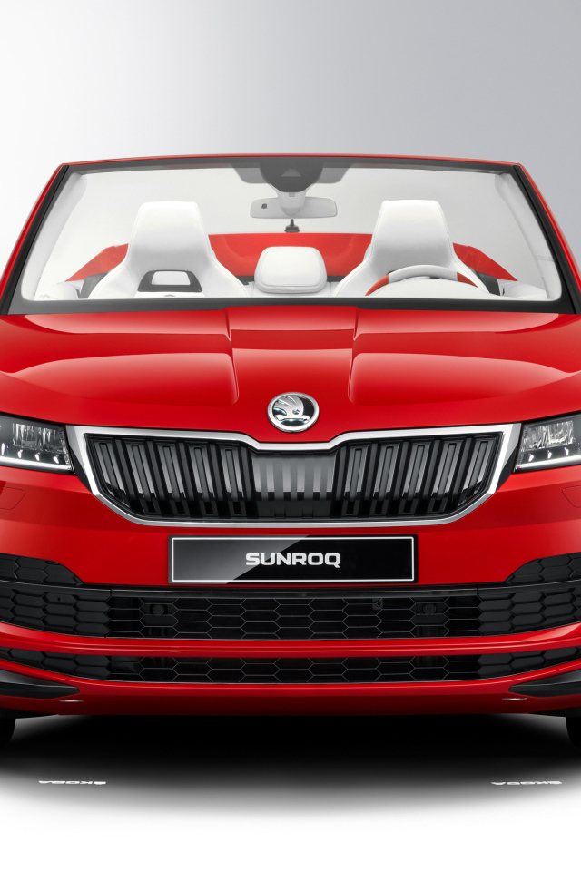 Красный автомобиль Skoda Sunroq Concept 2018   вид спереди