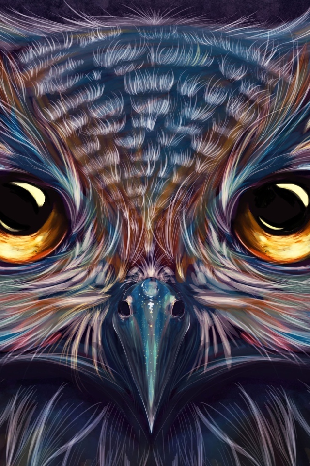 Красивая нарисованная сова с коричневыми глазами