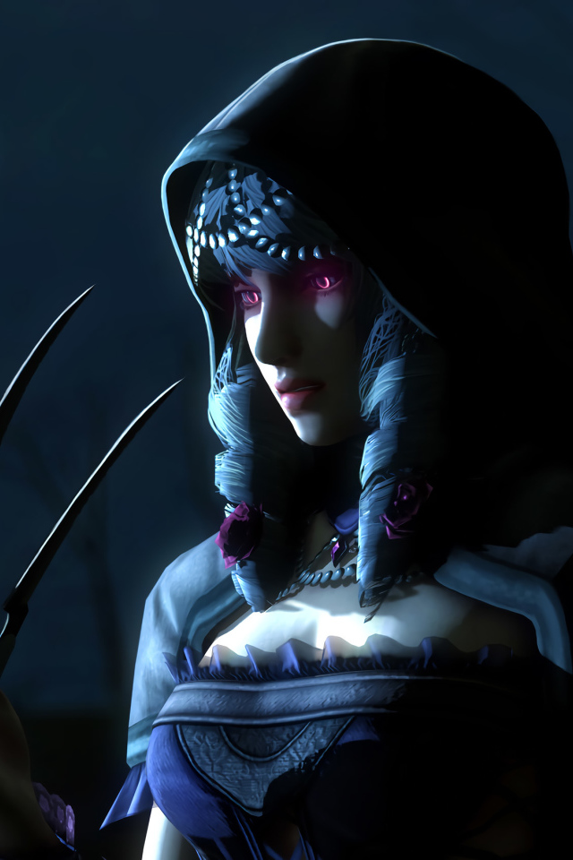 Фантастическая девушка с длинными когтями на руках